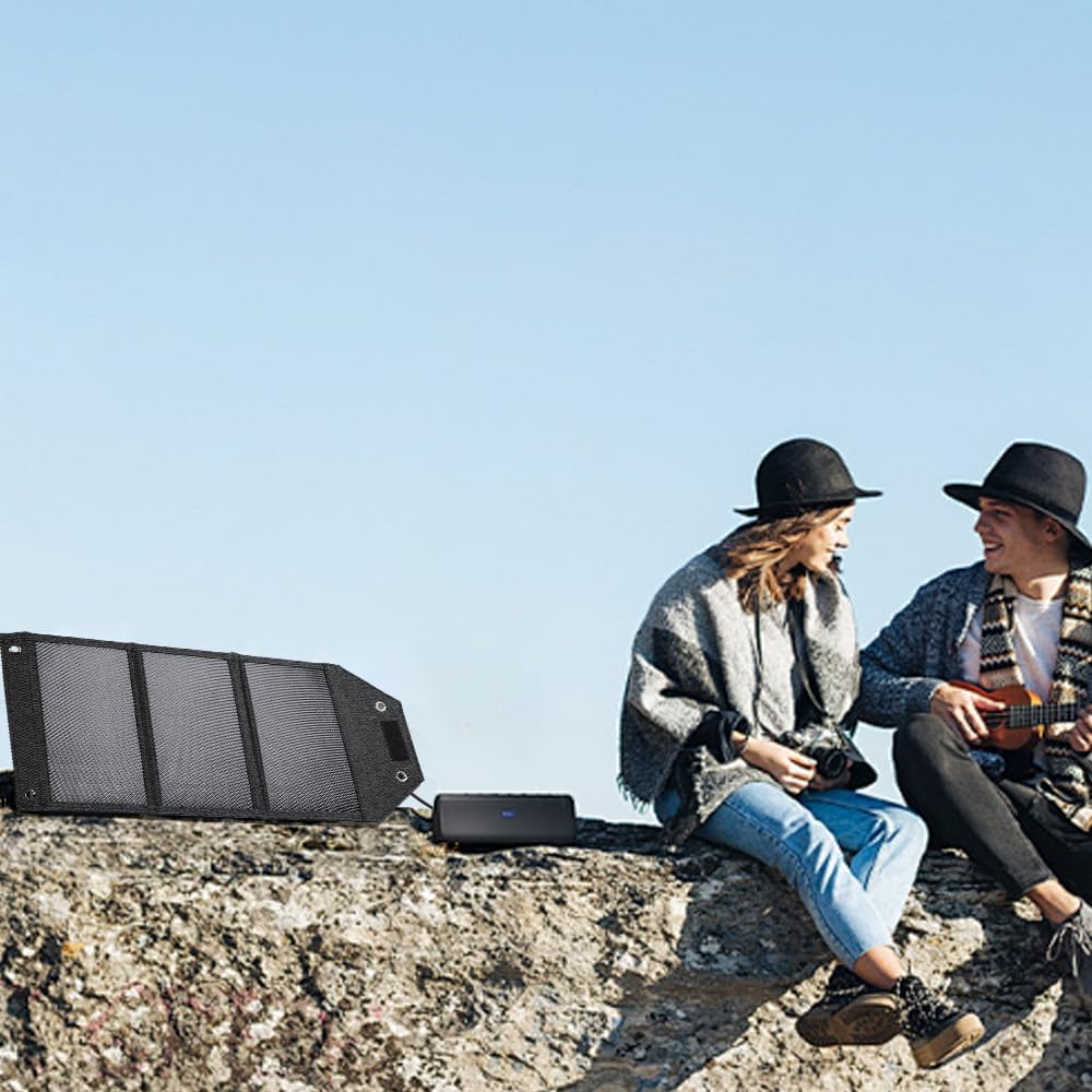 TalentCell Cargador de panel solar plegable de 21 W con salida USB de 18 V CC y 5 V para cargar todo tipo de baterías recargables