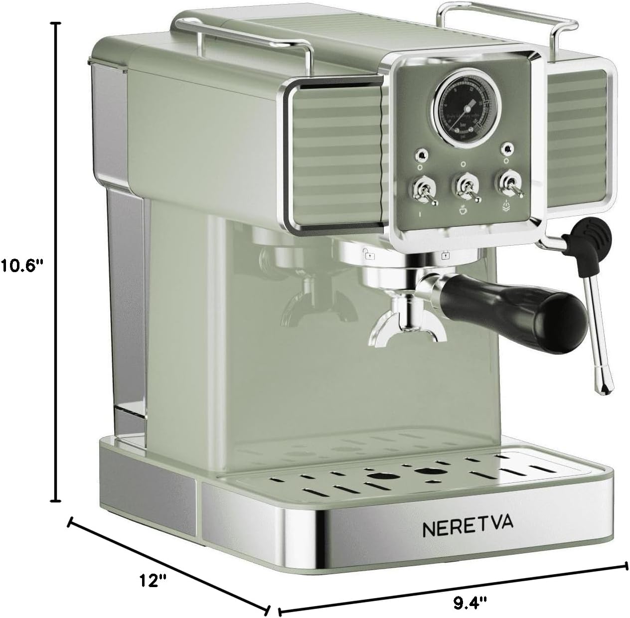 Neretva Máquina de café expreso de 15 bares con espumador de leche, varita de vapor