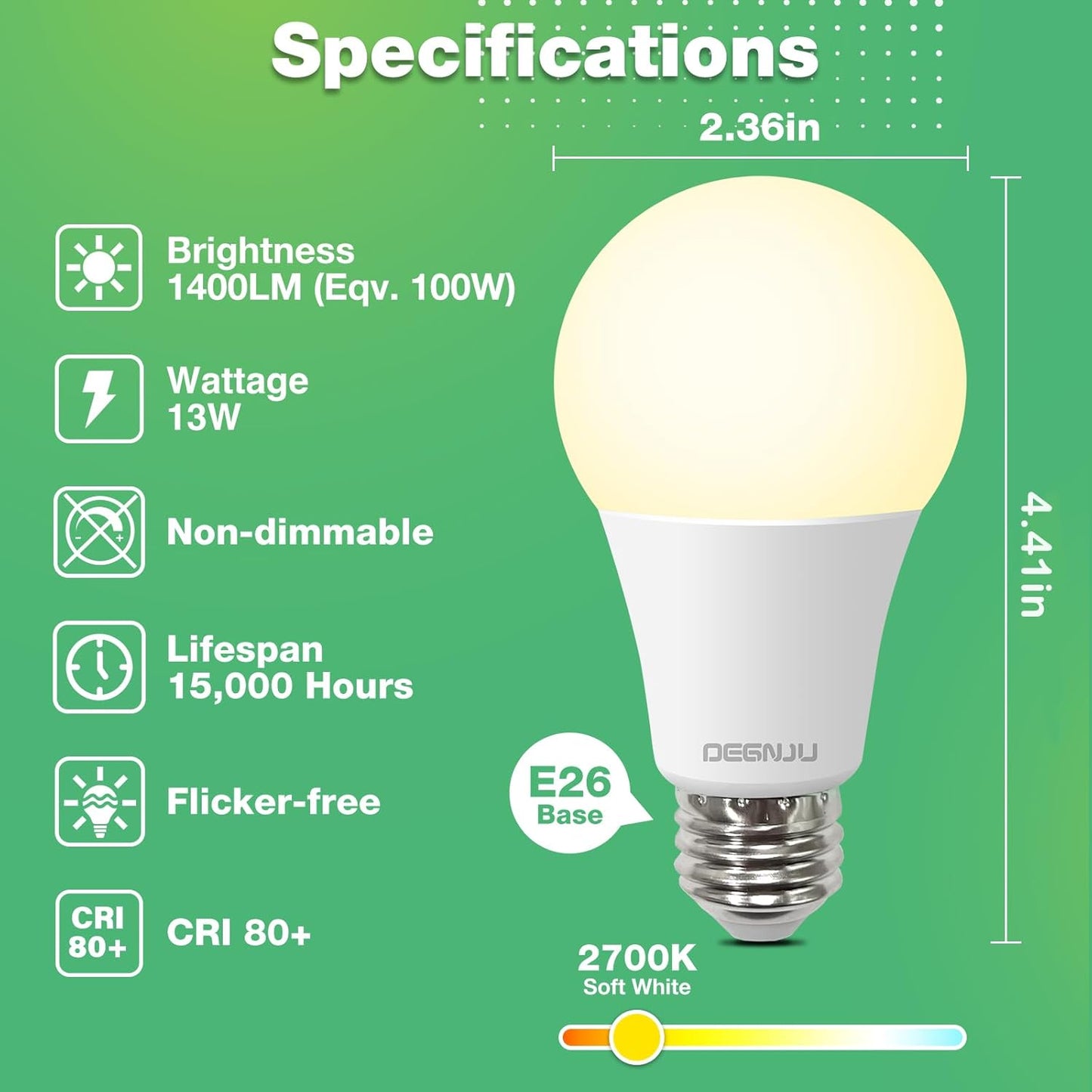 6 Bombillas LED Luz Cálida de Emergencia Recargables de 9 W, Luz de Emergencia de Reserva de Batería de 1200 mAh, Bombilla Para Cortes de Energía.