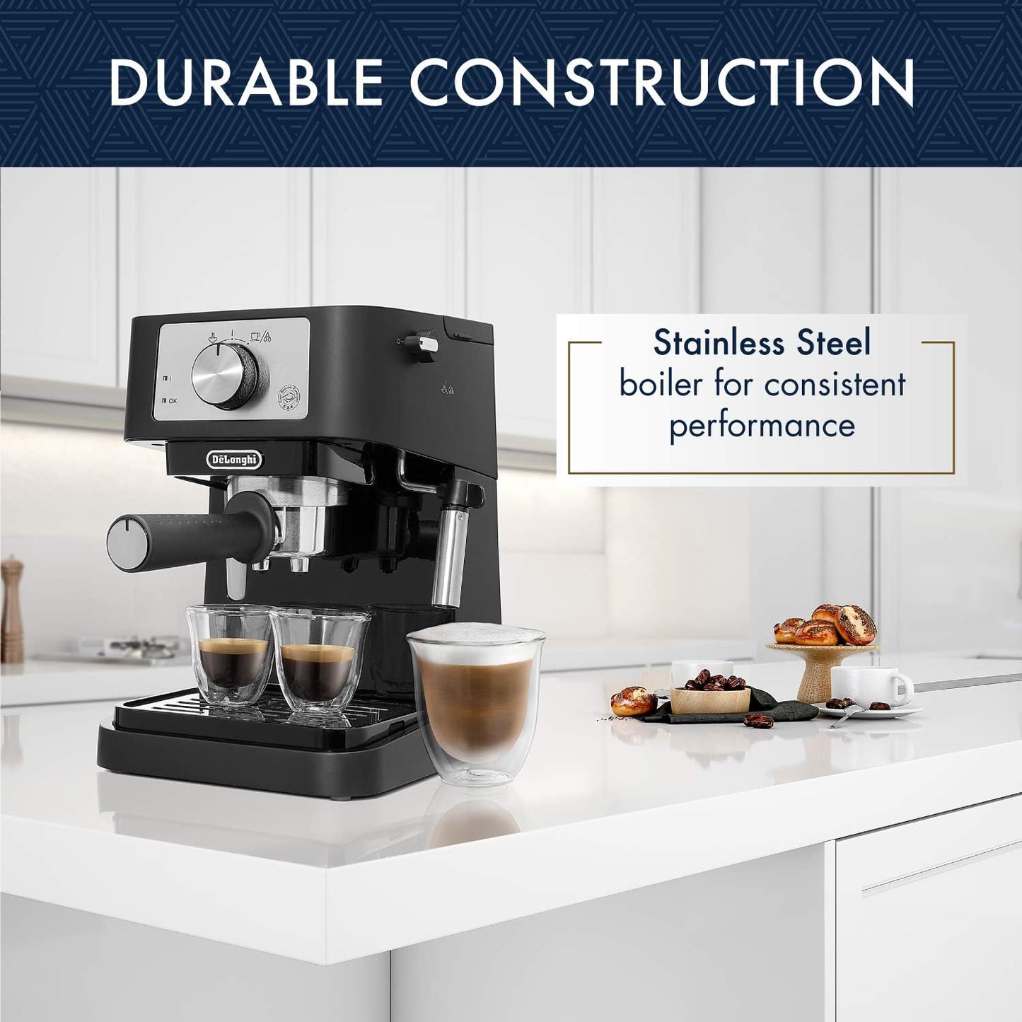 De'Longhi Stilosa - Máquina manual de café expreso, leche y capuchino, bomba de presión de 15 bares