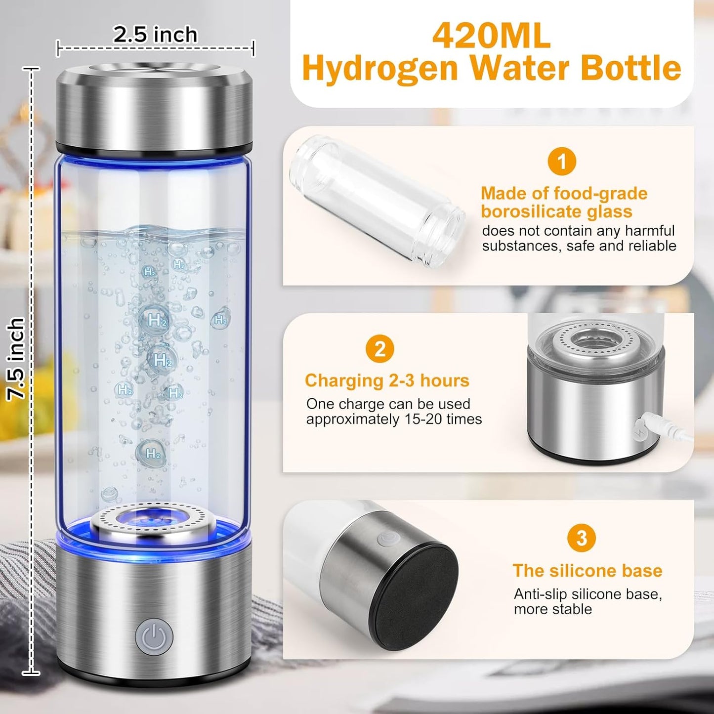 Botella de agua de hidrógeno, generador de agua de hidrógeno con tecnología avanzada