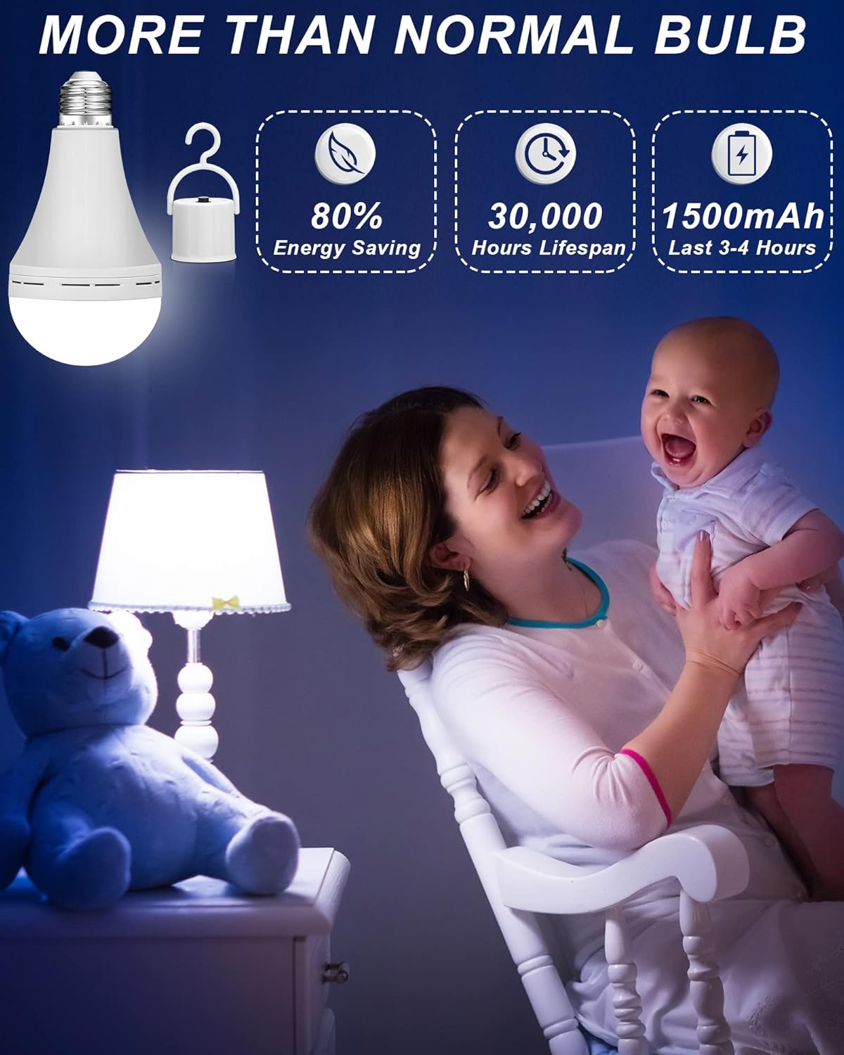 6 Bombillas LED de Emergencia Recargables de 15 W, luz de Emergencia de Reserva de Batería de 1200 mAh, Bombilla Para Cortes de Energía.