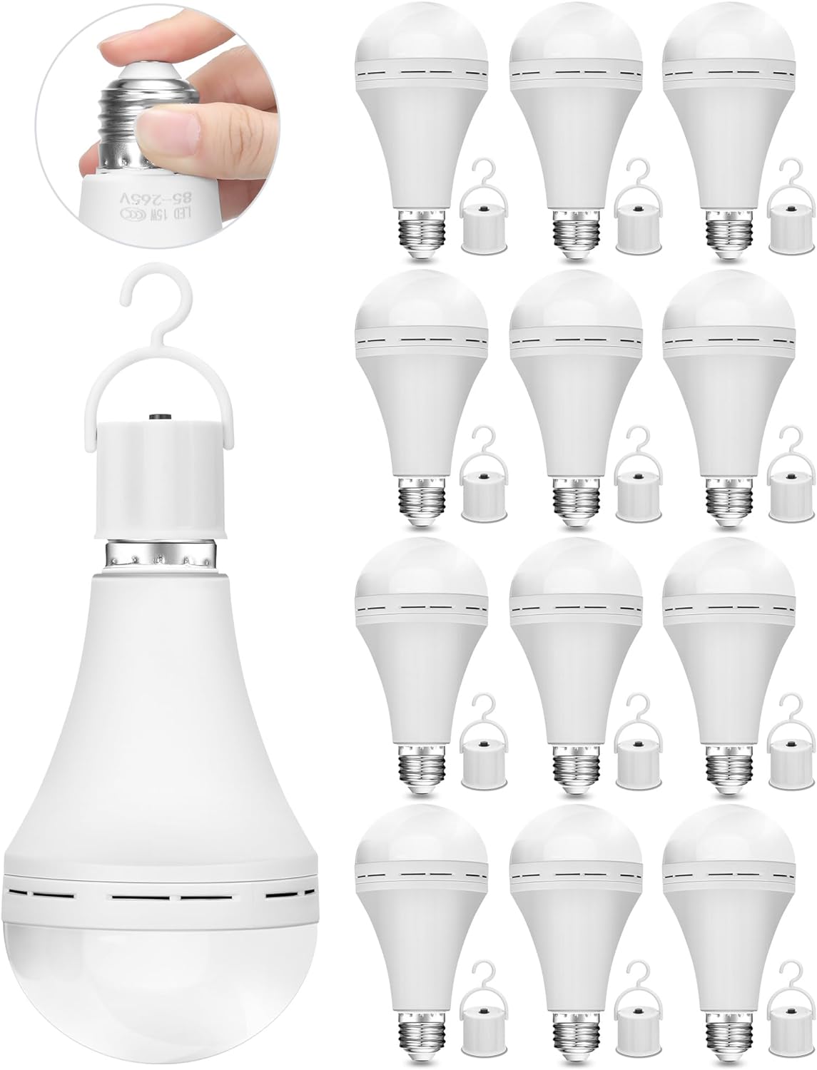 6 Bombillas LED de Emergencia Recargables de 15 W, luz de Emergencia de Reserva de Batería de 1200 mAh, Bombilla Para Cortes de Energía.