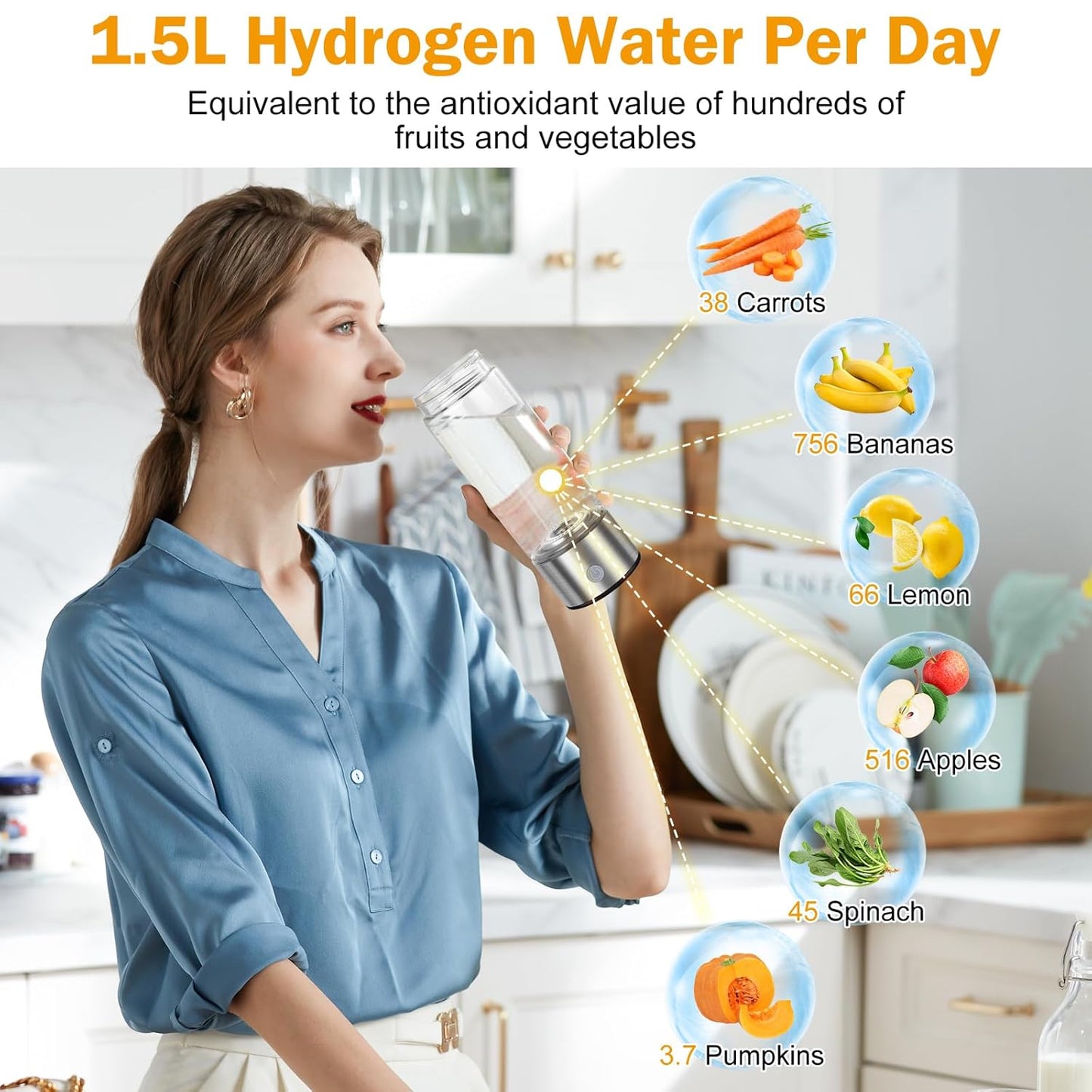 Botella de agua de hidrógeno, generador de agua de hidrógeno con tecnología avanzada