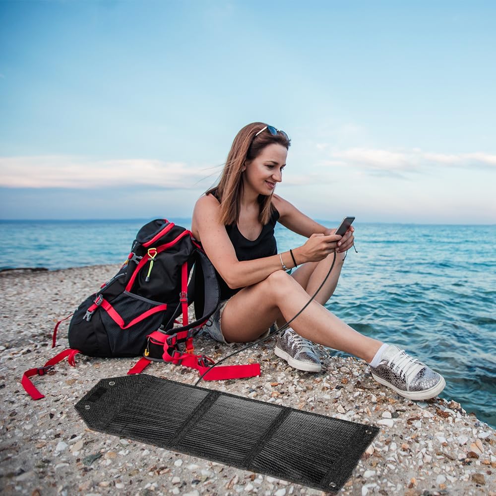 TalentCell Cargador de panel solar plegable de 21 W con salida USB de 18 V CC y 5 V para cargar todo tipo de baterías recargables