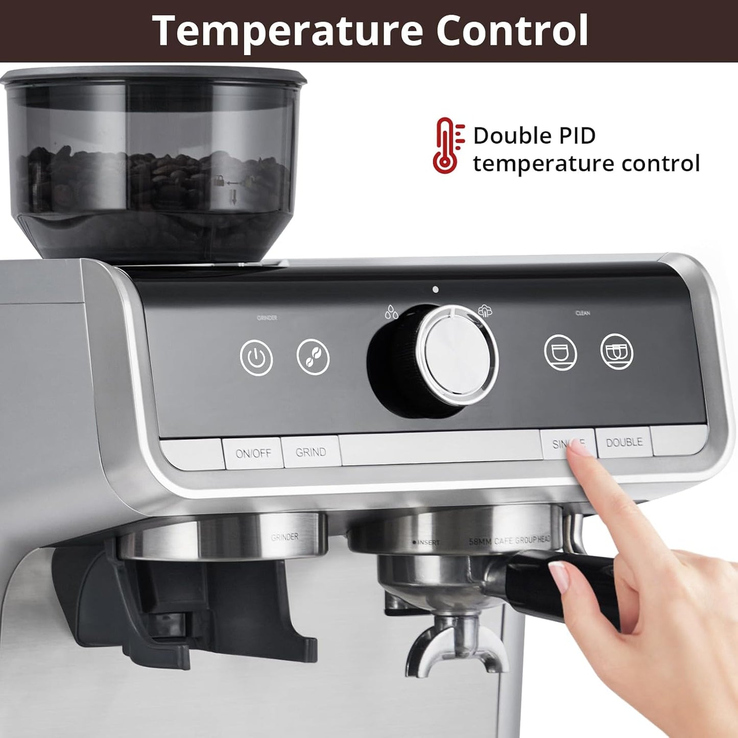 Máquina de Café de 20 Bares de Presión, Cafetera de Café Espresso de Acero Inoxidable, Capuchino y Macchiato con Espumador de Leche Tanque de Agua de 2.8 l, Kit de Barista de Máquina de Café Expreso
