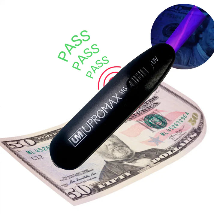 Detector de billetes falsos con confirmación de voz MG/UV