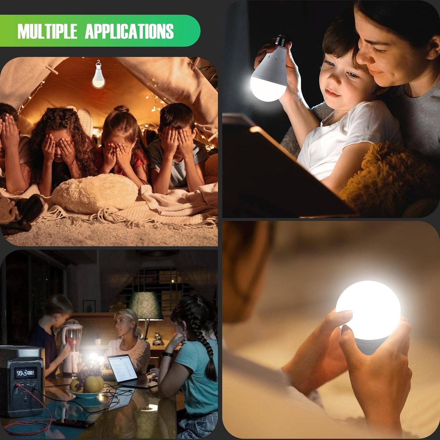 1 Bombilla de Emergencia Recargables, Bombilla LED Alimentada por Batería, de 9 W