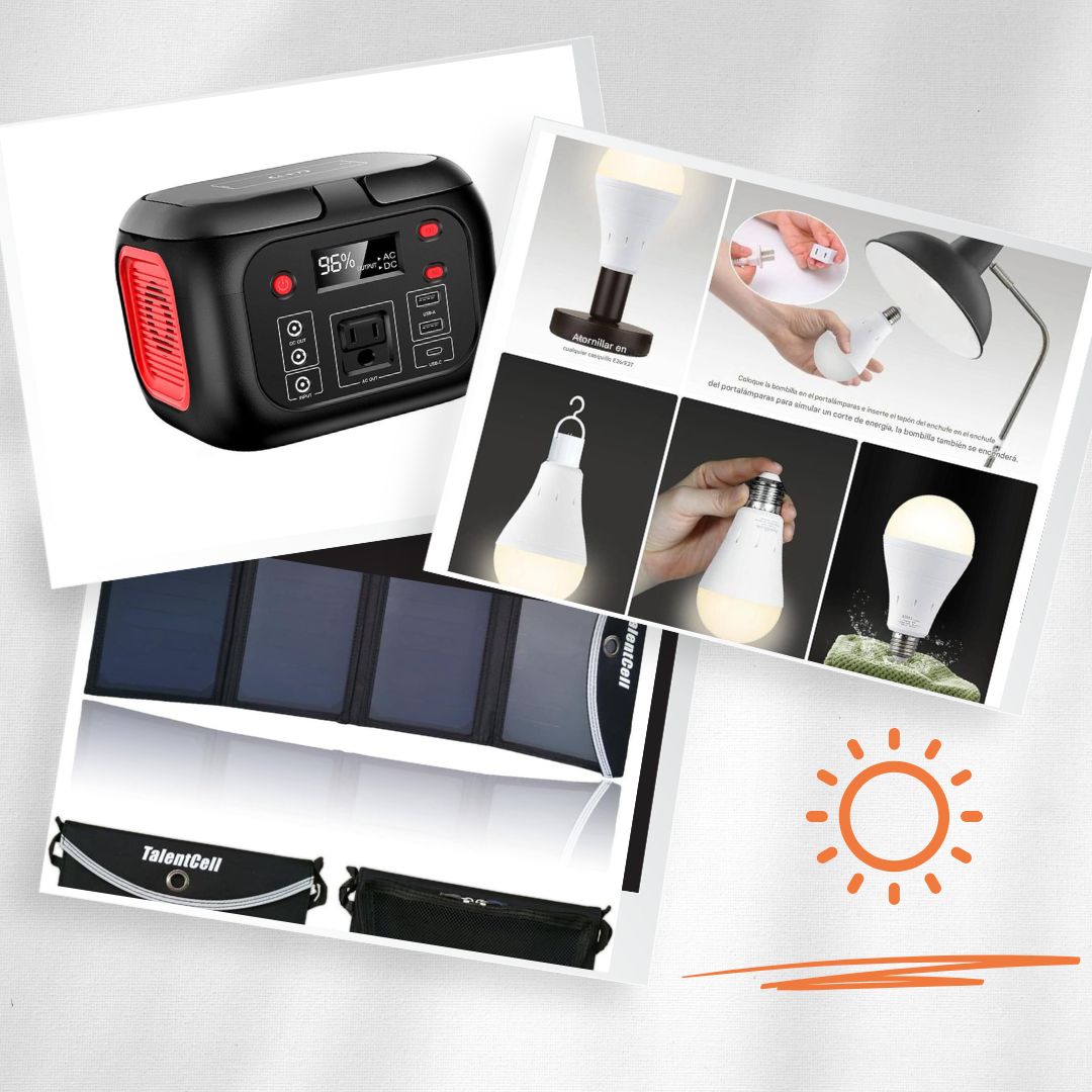 Combo Estacion De Carga Incluye 2 Focos Y Panel Solar 150w