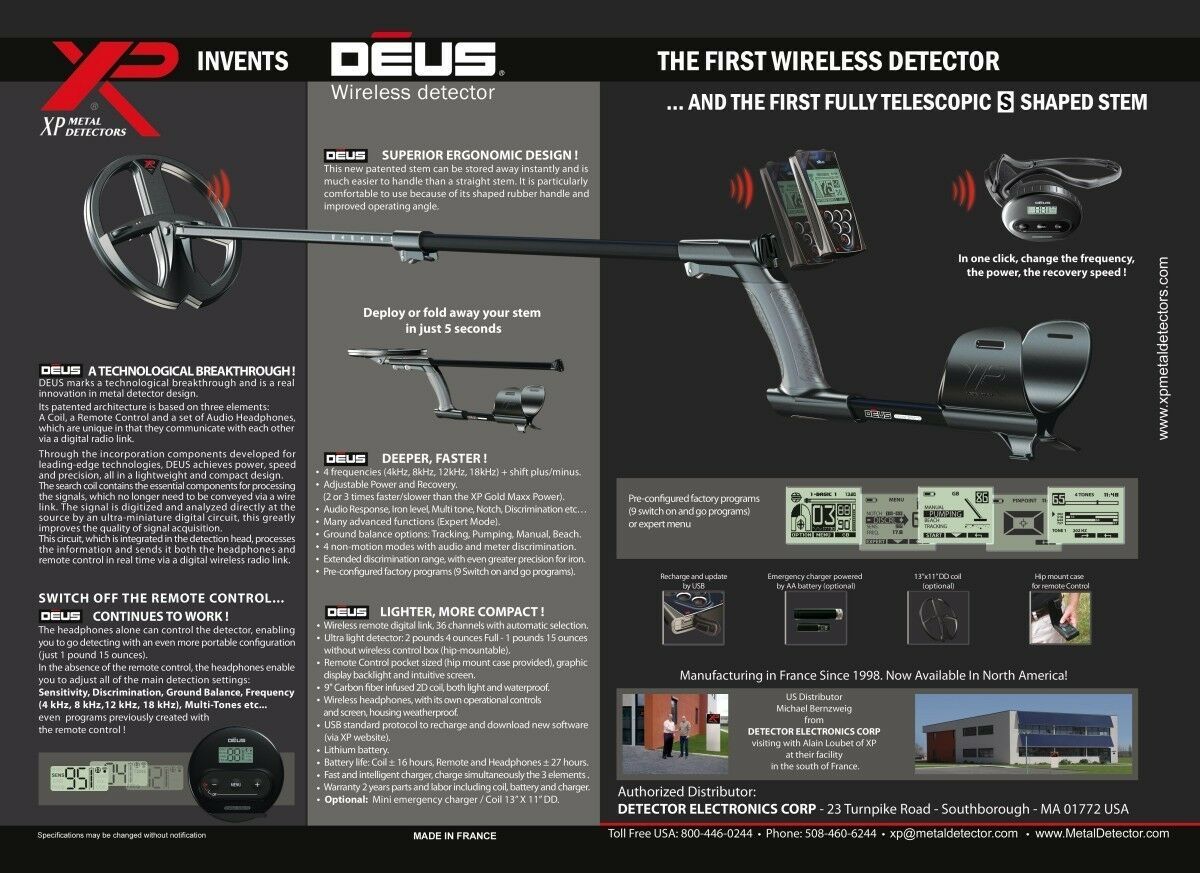 Deus XP Metal Detector - Detector de Metales Inalámbrico Monedas Joyas Pepitas Oro