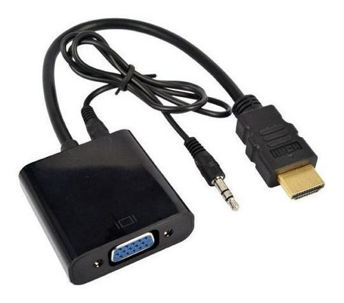 Convertidor Vga a HDMI + Audio Con Cable Auxiliar Adaptador