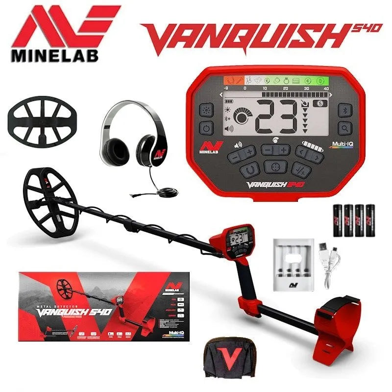 VANQUISH 540  PRO PACK MINELAB - DETECTOR DE METALES CON BOBINA V12 Y AURICULARES CABLEADOS