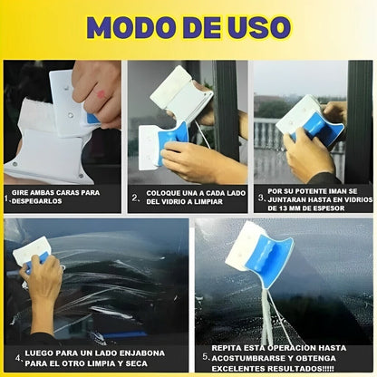LIMPIA VIDRIO DOBLE MAGNETICO CON IMAN DE NEODIMIO PARA VIDRIOS DE 12mm