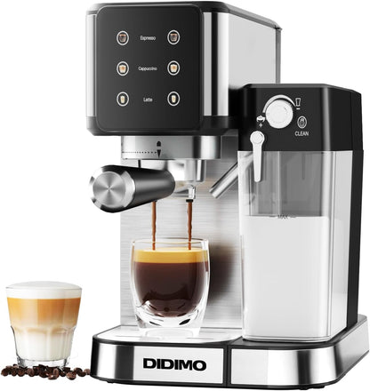 Máquina de café Didimo expreso, capuchino, latte con bomba de 20 bares y espumador de leche.