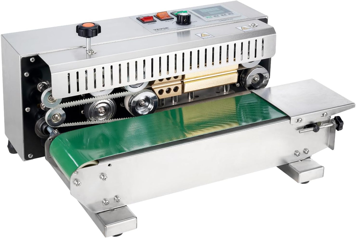 Máquina de sellado continuo de banda de bolsa, 0.61 - 1.19 cm de ancho de sellado, máquina selladora de banda horizontal con control digital de temperatura