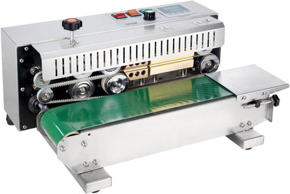 Máquina de sellado continuo de banda de bolsa, 0.61 - 1.19 cm de ancho de sellado, máquina selladora de banda horizontal con control digital de temperatura