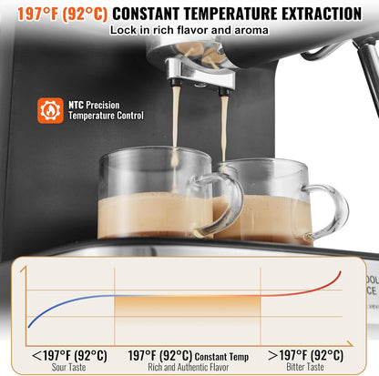 MAQUINA DE CAFE EXPRESO VEVOR 15 BARES CON ESPUMADOR DE LECHE DIGITAL.