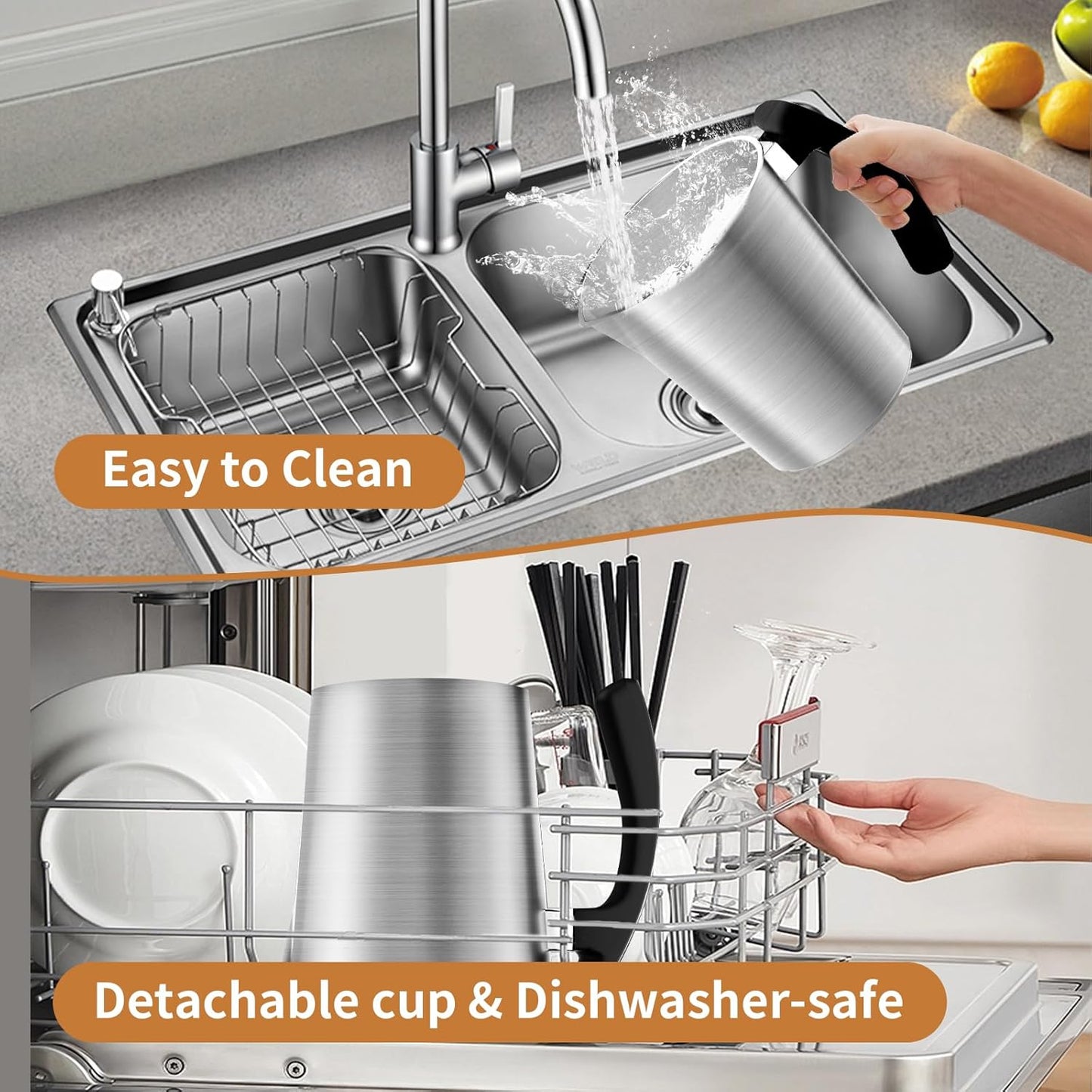 Espumador de leche Yashe, eléctrico 4 en 1, para latte, capuchino, chocolate caliente.