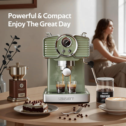 Sumsaty Máquina de café expreso de 20 bares con espumador de leche, varita de vapor