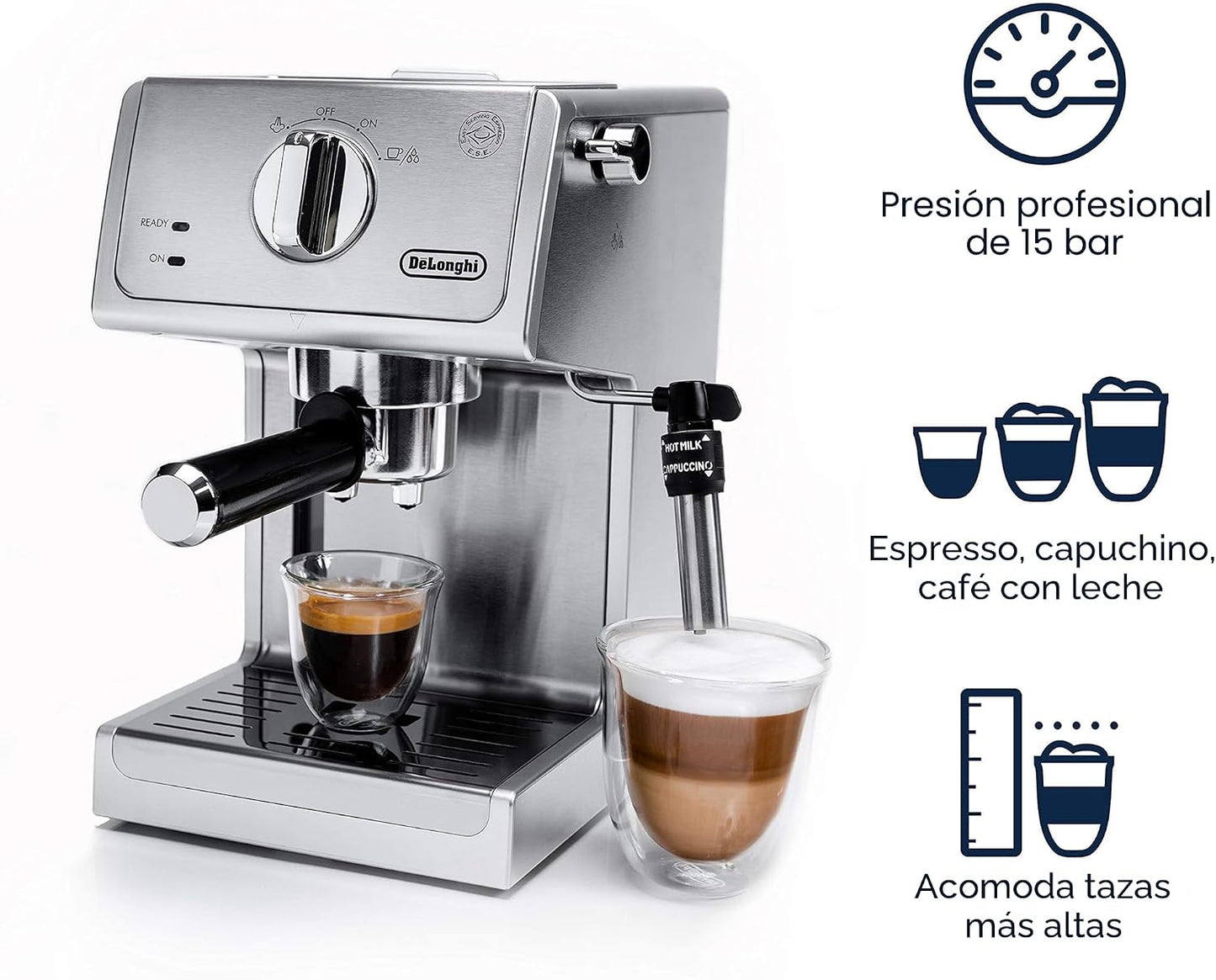 Cafetera de Espresso Manual De'Longhi ECP3630 – Acero Inoxidable
