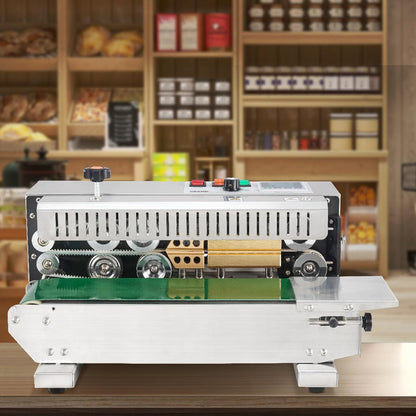 Máquina de sellado continuo de banda de bolsa, 0.61 - 1.19 cm de ancho de sellado, máquina selladora de banda horizontal con control digital de temperatura