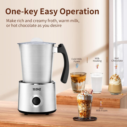 Espumador de leche Yashe, eléctrico 4 en 1, para latte, capuchino, chocolate caliente.