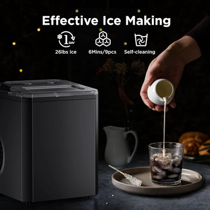Máquina de hielo para encimera, 9 cubos listos en 6 minutos.