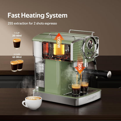 Sumsaty Máquina de café expreso de 20 bares con espumador de leche, varita de vapor