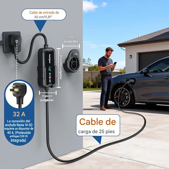 Cargador Inteligente Ev Nexcyber Za20-u007kbf-f001 Nivel 2 32a