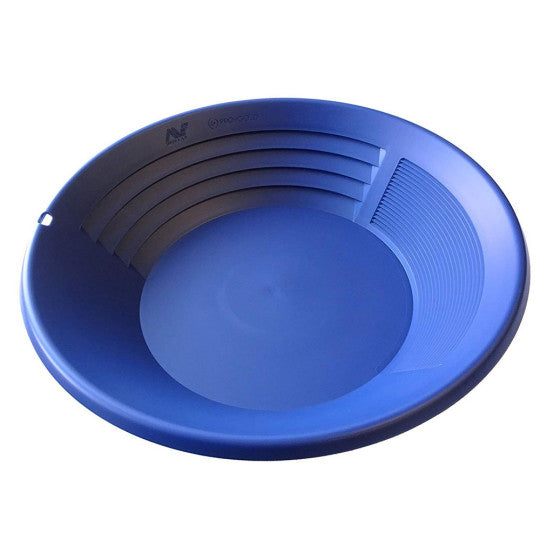 Batea individual minelab 15" para lavar oro con doble riffle, color azul.