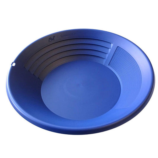 Batea individual minelab 15" para lavar oro con doble riffle, color azul.
