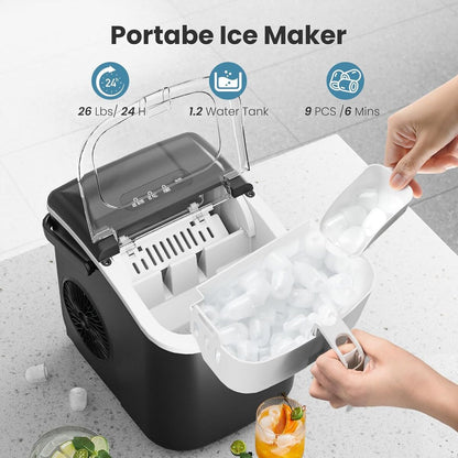 Máquina para hacer hielo de encimera KUMIO 9 Cubos Listos Para Hacer Hielo en 6-8 Minutos