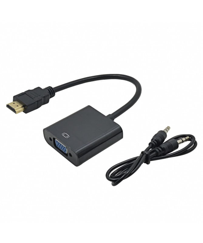 Convertidor Vga a HDMI + Audio Con Cable Auxiliar Adaptador